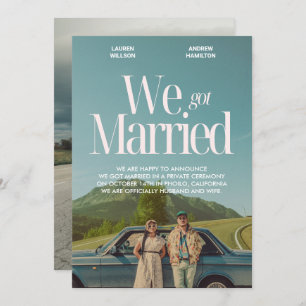 We got married vintage aesthetic photo announcement