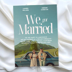 We got married vintage aesthetic photo announcement