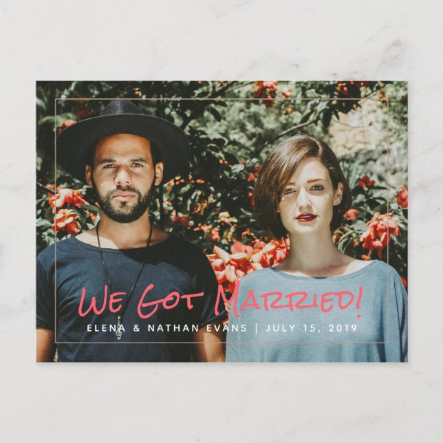 "We Got Married" Wedding Announcement Postcard (Front)