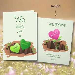 We Grew Personalized Pink Heart Valentine Card
