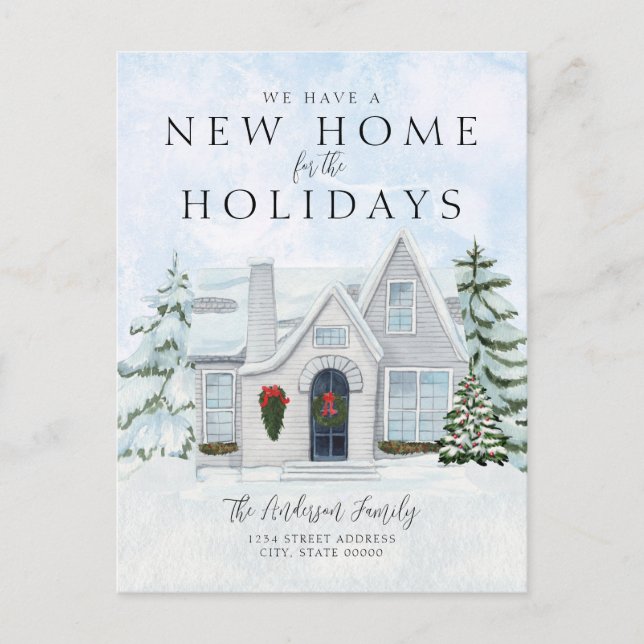 We Have a New Home for the Holidays Moving Announcement Postcard (Front)
