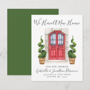 We Have A New Home Red Door Watercolor Moving Anno Announcement