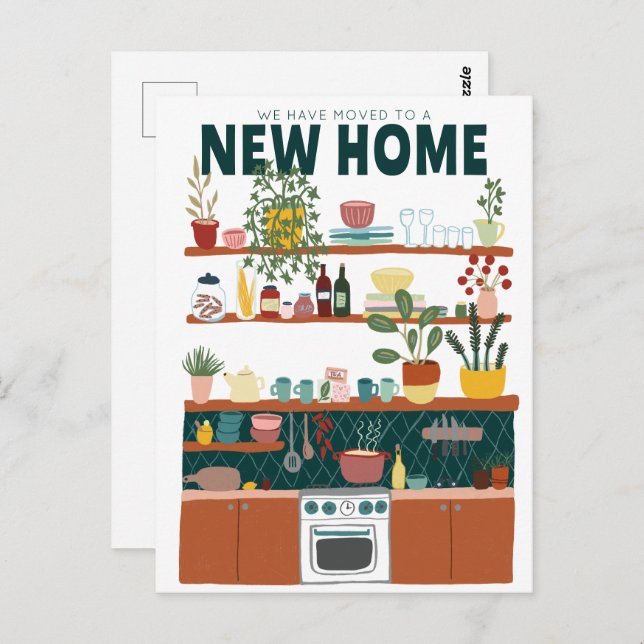 We Have Moved Address Change Cute Kitchen Art Postcard (Front/Back)