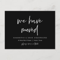 We have moved, Announcement, Modern Navy Blue