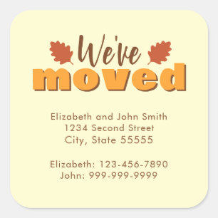 We Have Moved Autumn Colours Moving Announcement Square Sticker