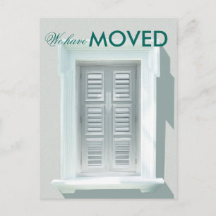 We have Moved Bright Window Shutters Photo Announcement Postcard