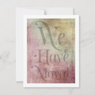 We Have Moved Burgundy Brown Distressed Card