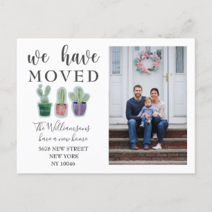 We Have Moved Cactus Photo Moving Announcement Postcard