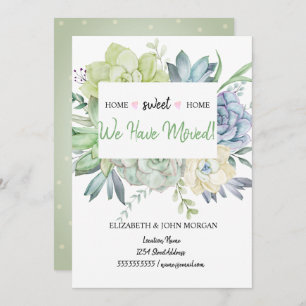 We Have Moved,Cactus Succulents Polka Dots