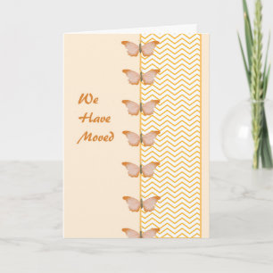We Have Moved Card with Butterflies and Chevron.