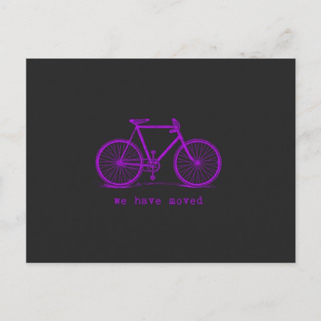 We Have Moved Chalkboard Coloured Bike Announcement Postcard (Front)