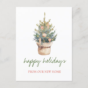 We Have Moved,Chic Christmas Tree Holiday Announcement Postcard