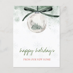 We Have Moved,Christmas Ball Pine Trees Holiday Announcement Postcard
