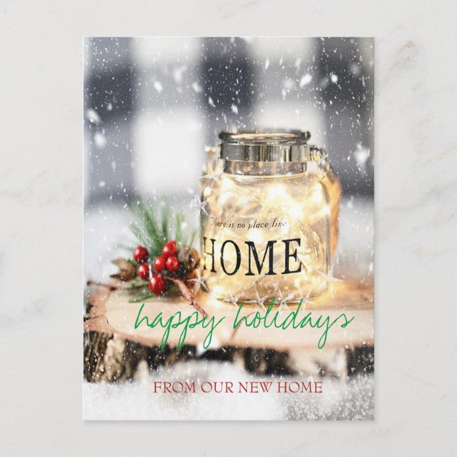 We Have Moved,Christmas Ornament,Candle Holiday Announcement Postcard (Front)