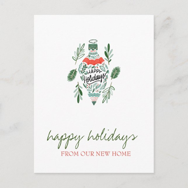 We Have Moved,Christmas Ornament Holiday Announcement Postcard (Front)