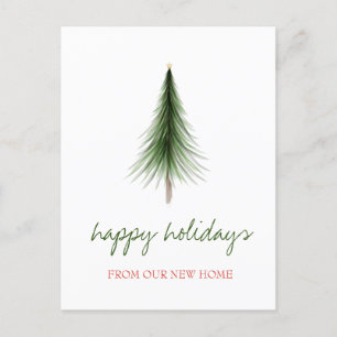 We Have Moved,Christmas Pine Tree Holiday Announcement Postcard