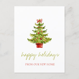 We Have Moved,Christmas Tree,Balls Holiday Announcement Postcard
