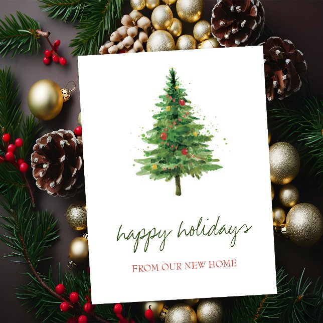 We Have Moved,Christmas Tree Holiday Announcement Postcard (Creator Uploaded)