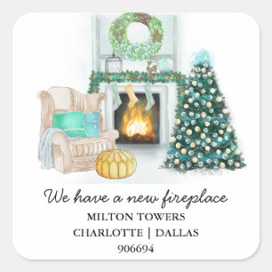 We Have Moved   Christmas Tree   New Address   Square Sticker