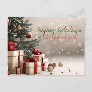 We Have Moved,Christmas Tree Presents Announcement Postcard