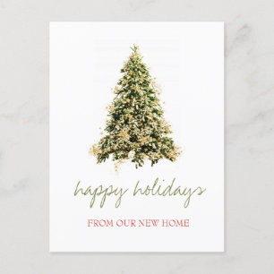 We Have Moved,Christmas Tree,Stars Holiday Announcement Postcard