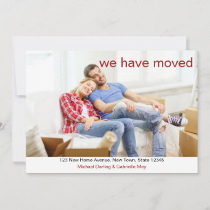 We Have Moved Custom Photo Deep Red New Address Announcement