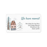 We have Moved Cute New Home Return Address Label<br><div class="desc">New Address Labels with doodle sketch drawing of a cute little house in the forest. The wording "we have moved" is lettered in neat script typography or you can edit this to "I have moved" or "My New Address" for example. The template is also set up ready for you to...</div>