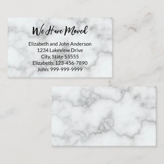 We Have Moved Faux Marble Moving Announcement (Front/Back)