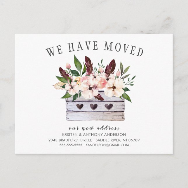 We Have Moved Flower Box Moving Announcement Postcard (Front)