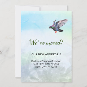 We have moved, flying dove announcement