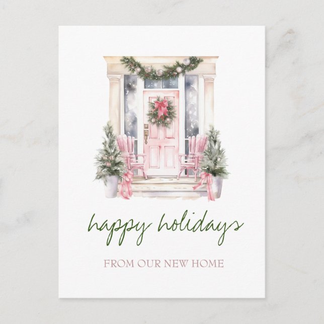 We Have Moved,Holiday Front Door Announcement Postcard (Front)