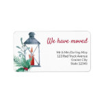We have Moved Holly Lantern Return Address Label<br><div class="desc">Festive New Address Labels with a candle lit lantern decorated with holly, mistletoe and pine. The wording "we have moved" is lettered in neat script typography or you can edit this to "I have moved" or "My New Address" for example. The template is also set up ready for you to...</div>