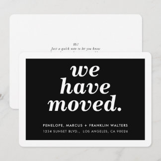 WE HAVE MOVED modern minimal new address black Announcement