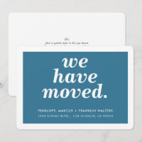 WE HAVE MOVED modern minimal new address denim blu