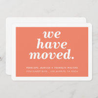 WE HAVE MOVED modern minimal new address peach