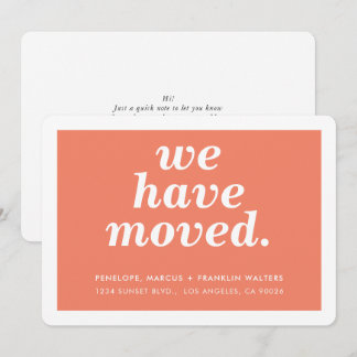 WE HAVE MOVED modern minimal new address peach Announcement