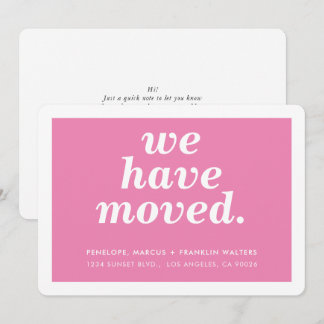 WE HAVE MOVED modern minimal new address pink Announcement