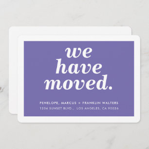 WE HAVE MOVED modern minimal new address purple Announcement