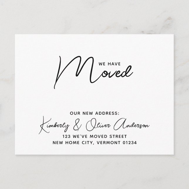 We Have Moved Modern Typography New Address Moving Announcement Postcard (Front)