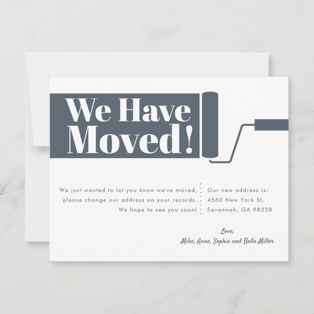 We Have Moved Moving Announcement Card | Blue (Front)
