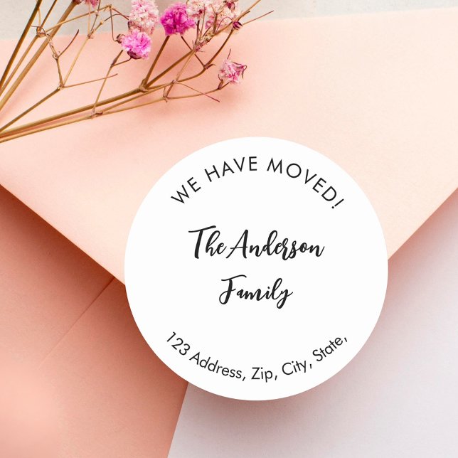 We have moved new address classic round sticker (Creator Uploaded)