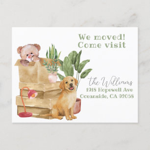 we have moved, new address dog announcement  postcard