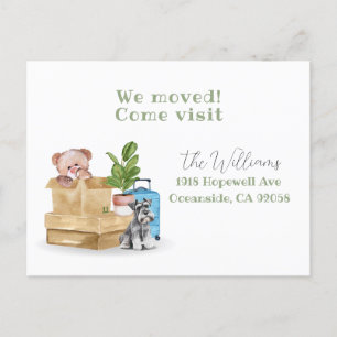 we have moved, new address dog announcement postcard