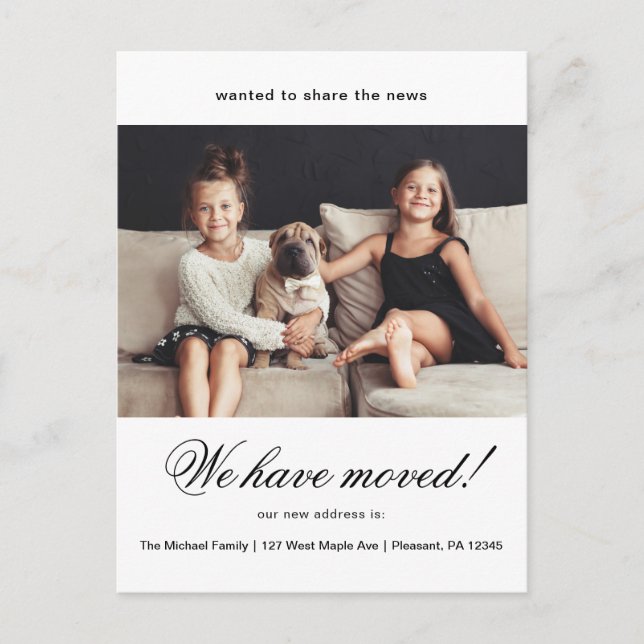 We Have Moved New Address Photo Announcement Postcard (Front)