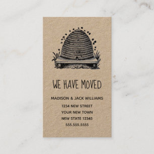 We Have Moved   New Address   Rustic Beehive Business Card