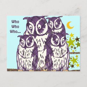 We Have Moved Owl Family Announcement Postcard
