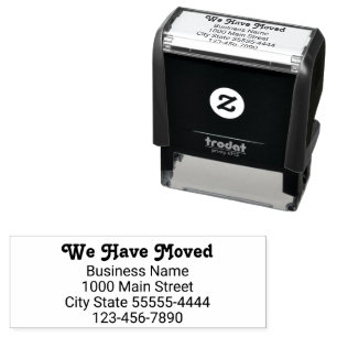 We Have Moved Please Visit Our New Location White Self-inking Stamp