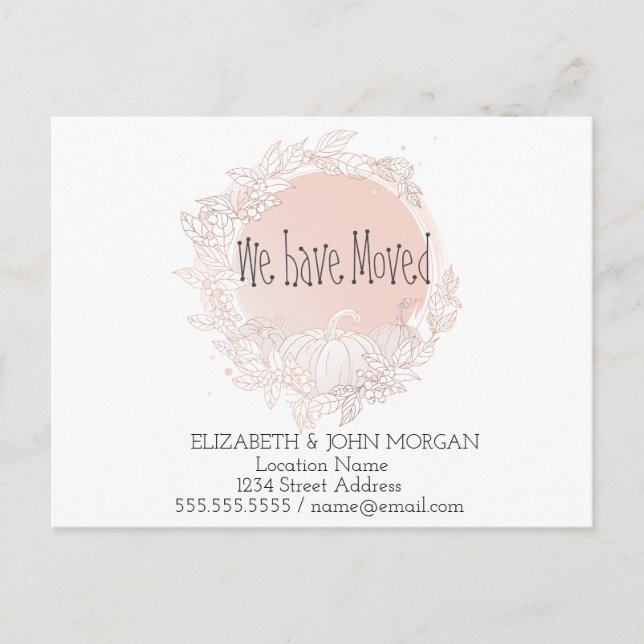 We Have Moved, Pumpkin, New Address Announcement Postcard (Front)