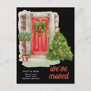 We Have Moved   Red Door Christmas   New Address Announcement Postcard