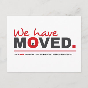 We Have Moved Red Moving Announcement Postcard